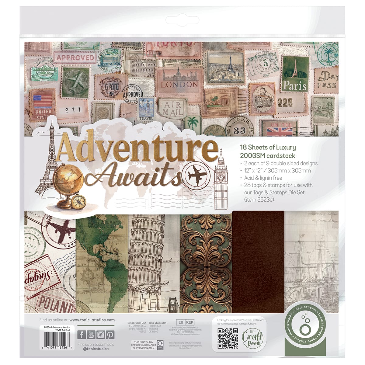 Tonic Studios Die Cutting Legacy Luggage Die Set & Adventure Awaits Patterned Pad - Showcase PLUS