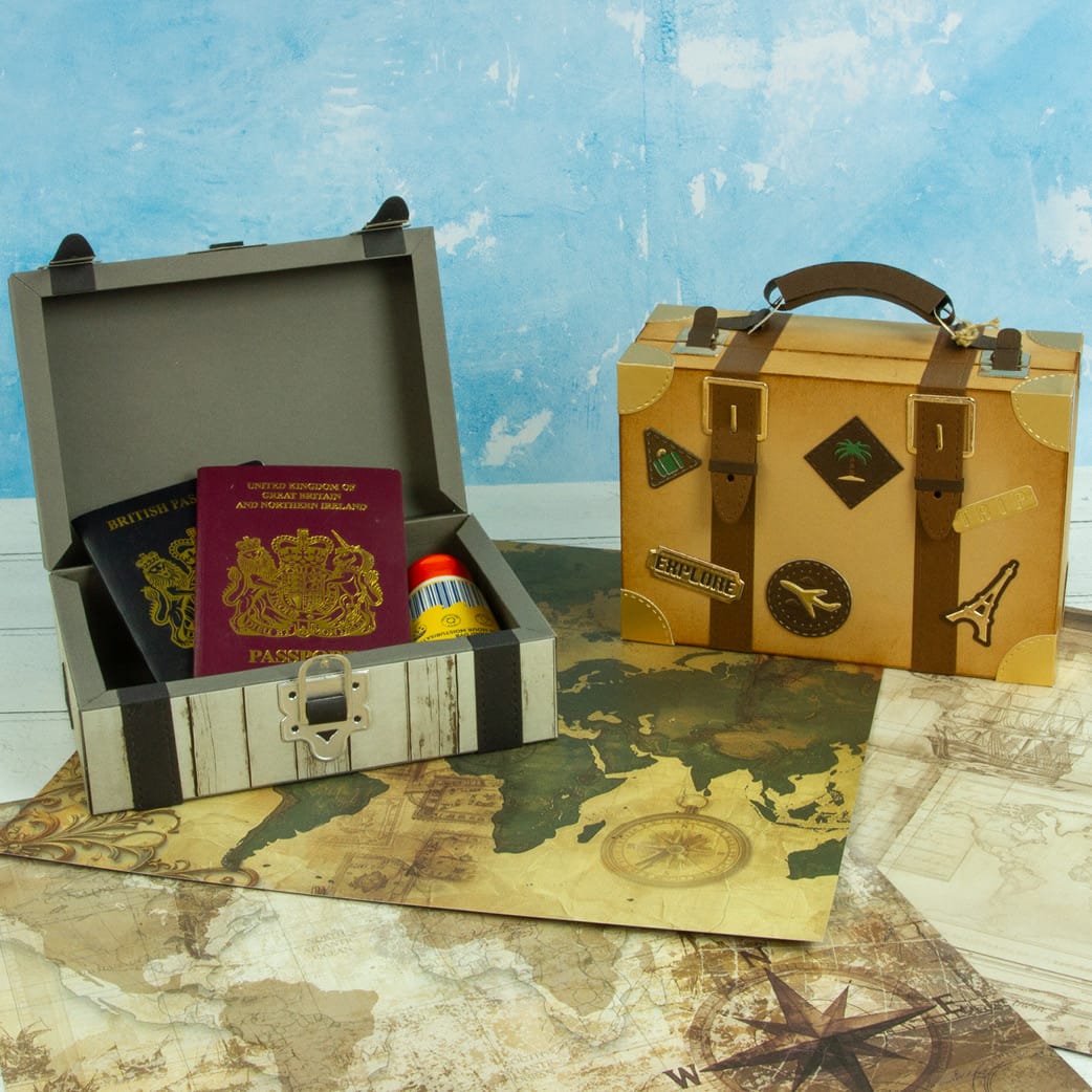 Tonic Studios Die Cutting Legacy Luggage Die Set & Adventure Awaits Patterned Pad - Showcase PLUS