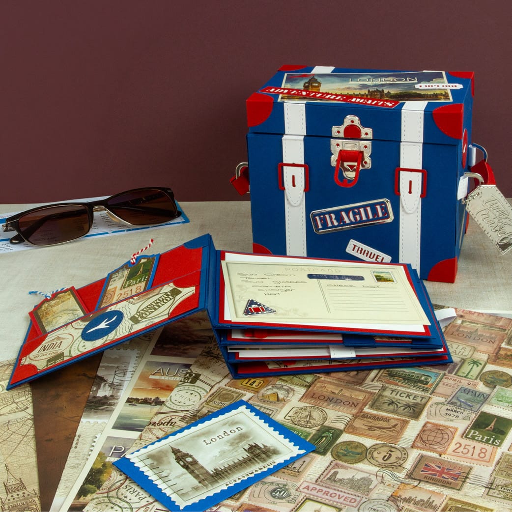 Tonic Studios Die Cutting Legacy Luggage Die Set & Adventure Awaits Patterned Pad - Showcase PLUS
