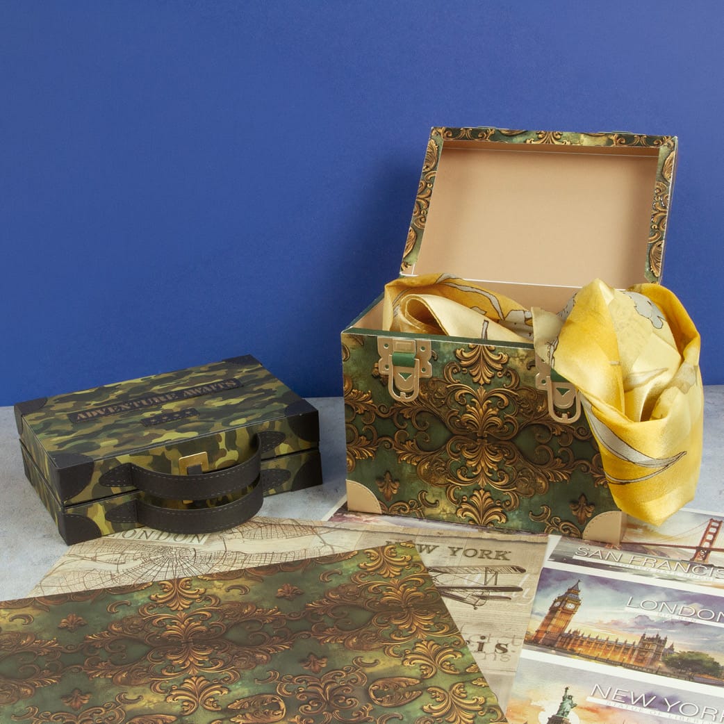 Tonic Studios Die Cutting Legacy Luggage Die Set & Adventure Awaits Patterned Pad - Showcase PLUS