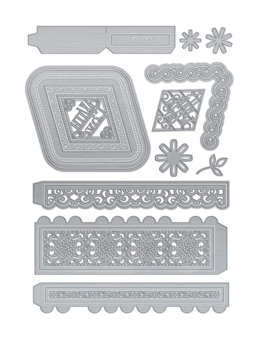 Tonic Studios Die Cutting Ornate Diamond & Oval Gift Box Collection - DB065