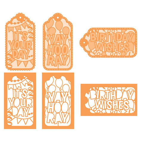 Tonic Studios Die Cutting Party Time Tags - Celebration Sentiments Die Set - 5429e