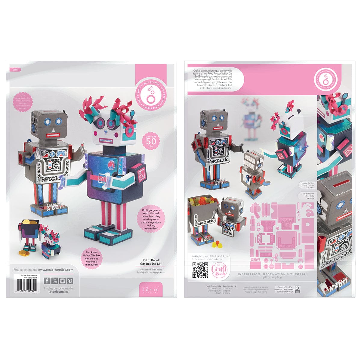 Tonic Studios Die Cutting Retro Robot Gift Box Die Set - 5930e