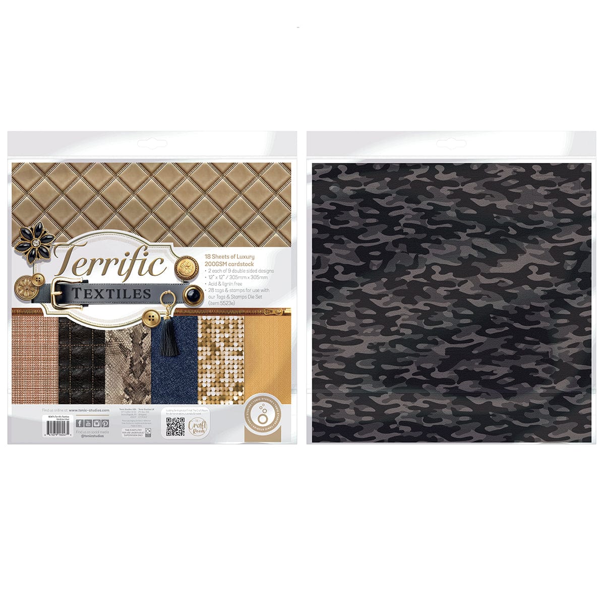 Tonic Studios Die Cutting Terrific Textiles - 12" x 12" Patterned Paper Pad - 6047e