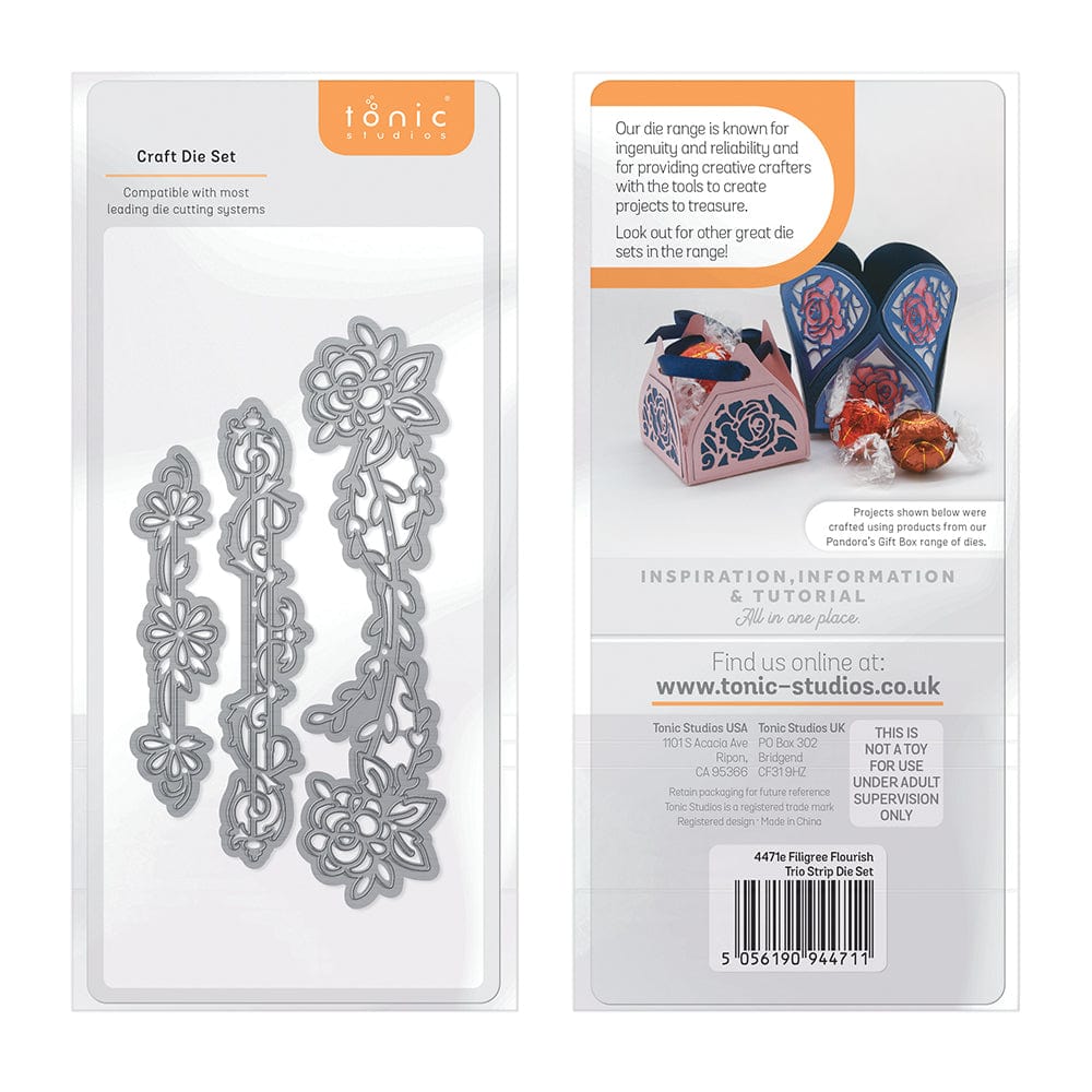 Tonic Studios Die Cutting Tonic Studios - Filigree Flourish Trio Strip Die Set  - 4471E