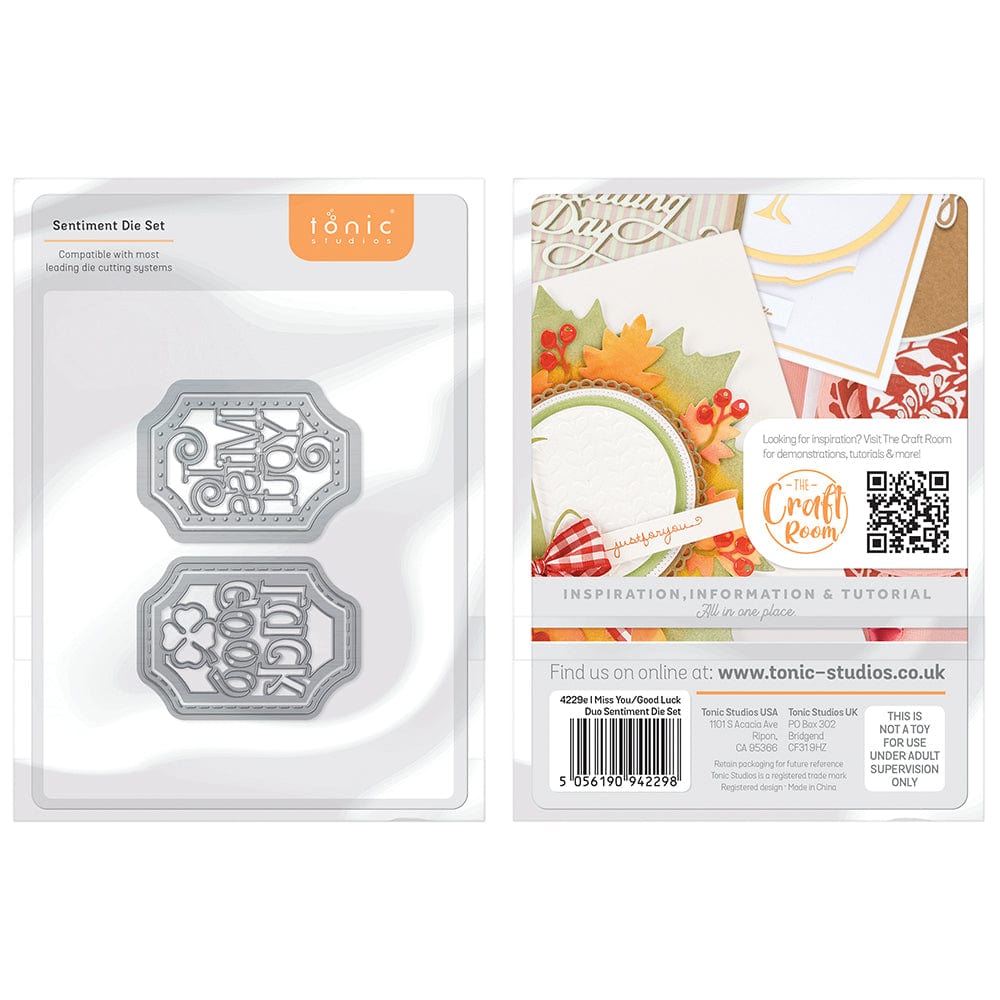 Tonic Studios Die Cutting Tonic Studios - I Miss You / Good Luck - Duo Sentiment Die Set - 4229E