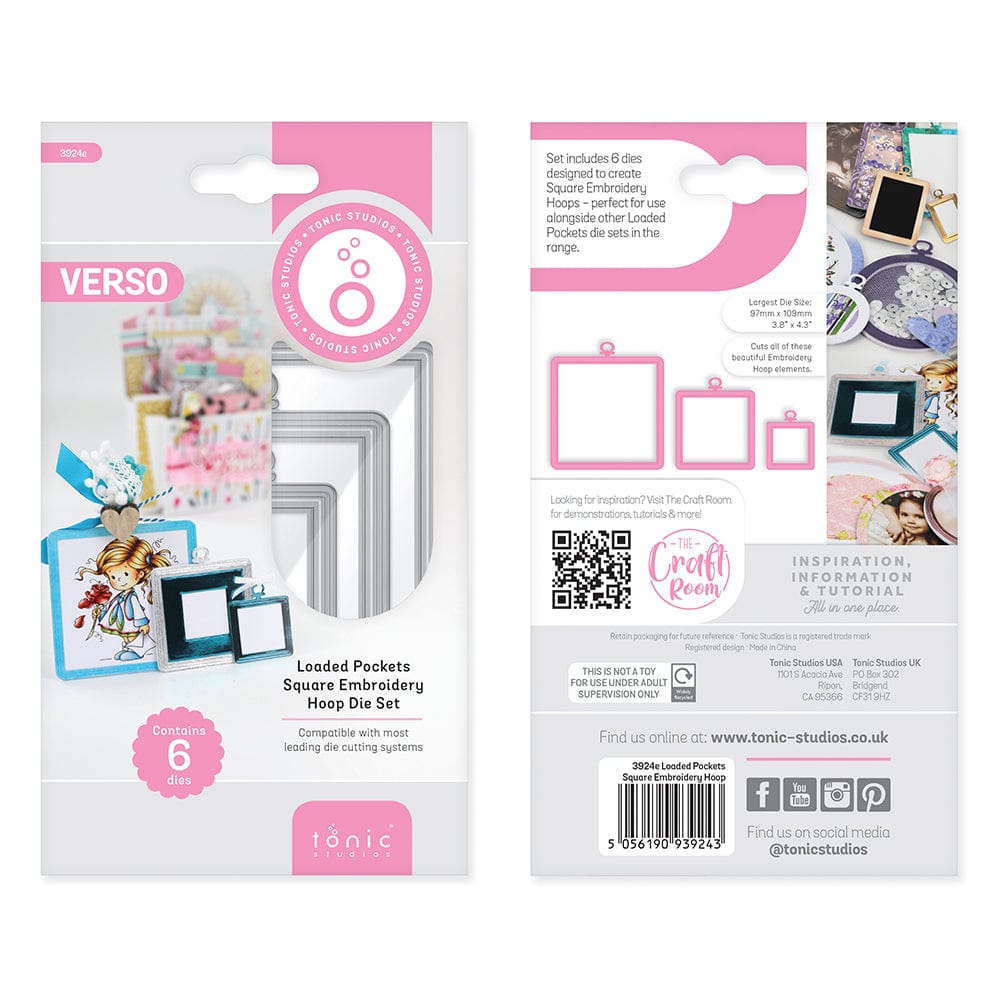 Tonic Studios Die Cutting Tonic Studios - Loaded Pockets - Square Embroidery Hoop - 3924E