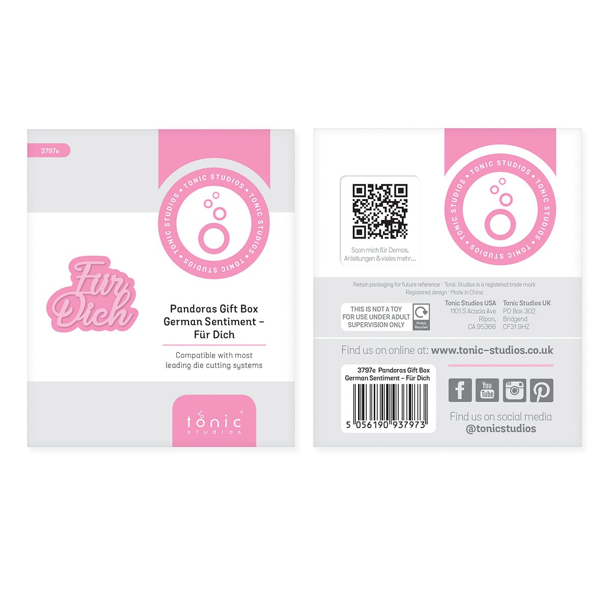 Tonic Studios Die Cutting Tonic Studios - Pandoras Gift Box German Sentiment - Fur Dich - 3797E