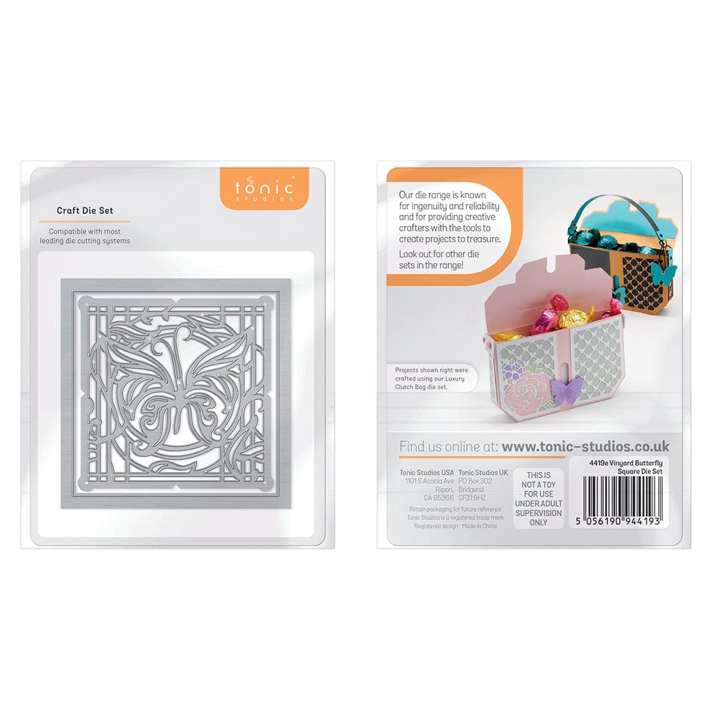 Tonic Studios Die Cutting Tonic Studios - Vinyard Butterfly Square Die Set  - 4419E