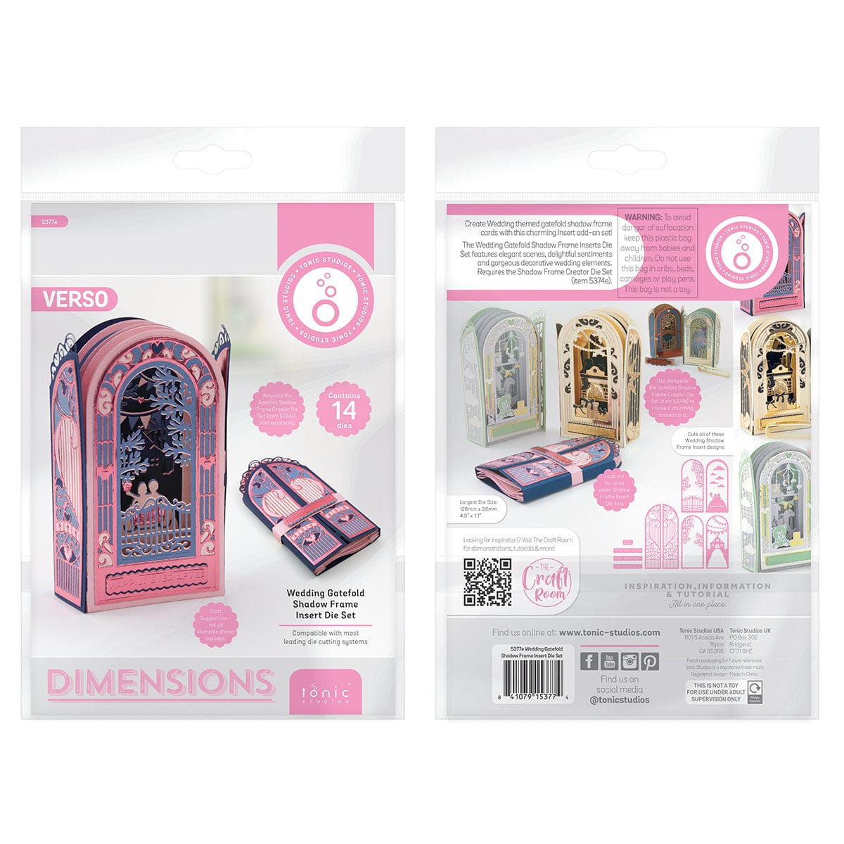 Tonic Studios Die Cutting Wedding Gatefold Shadow Frame Inserts Die Set - 5377e