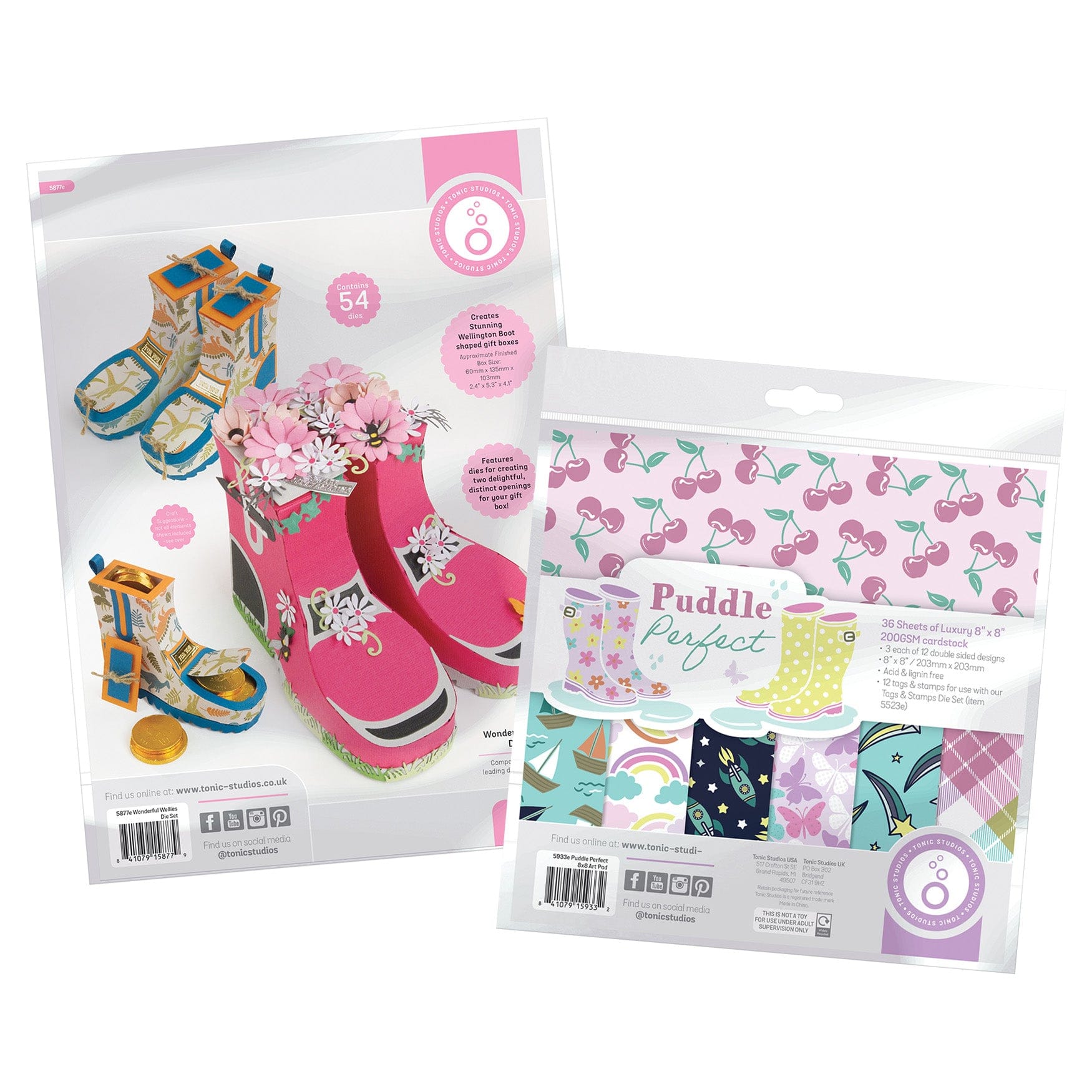 Tonic Studios Die Cutting Wonderful Wellies Die Set & Puddle Perfect Patterned Pad Collection