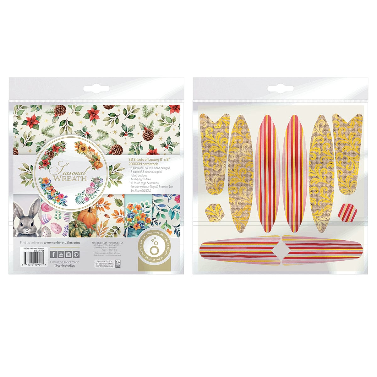 Tonic Studios Dimensions Seasonal Wreath 8" x 8" Patterned Paper Pad - 5954e