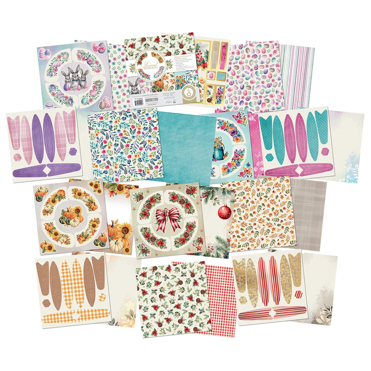 Tonic Studios Dimensions Seasonal Wreath 8" x 8" Patterned Paper Pad - 5954e
