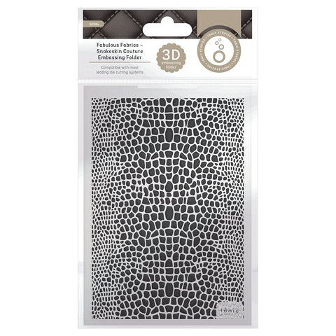 Tonic Studios Embossing Folder Fabulous Fabrics Snakeskin Couture 3D Embossing Folder - 5838e