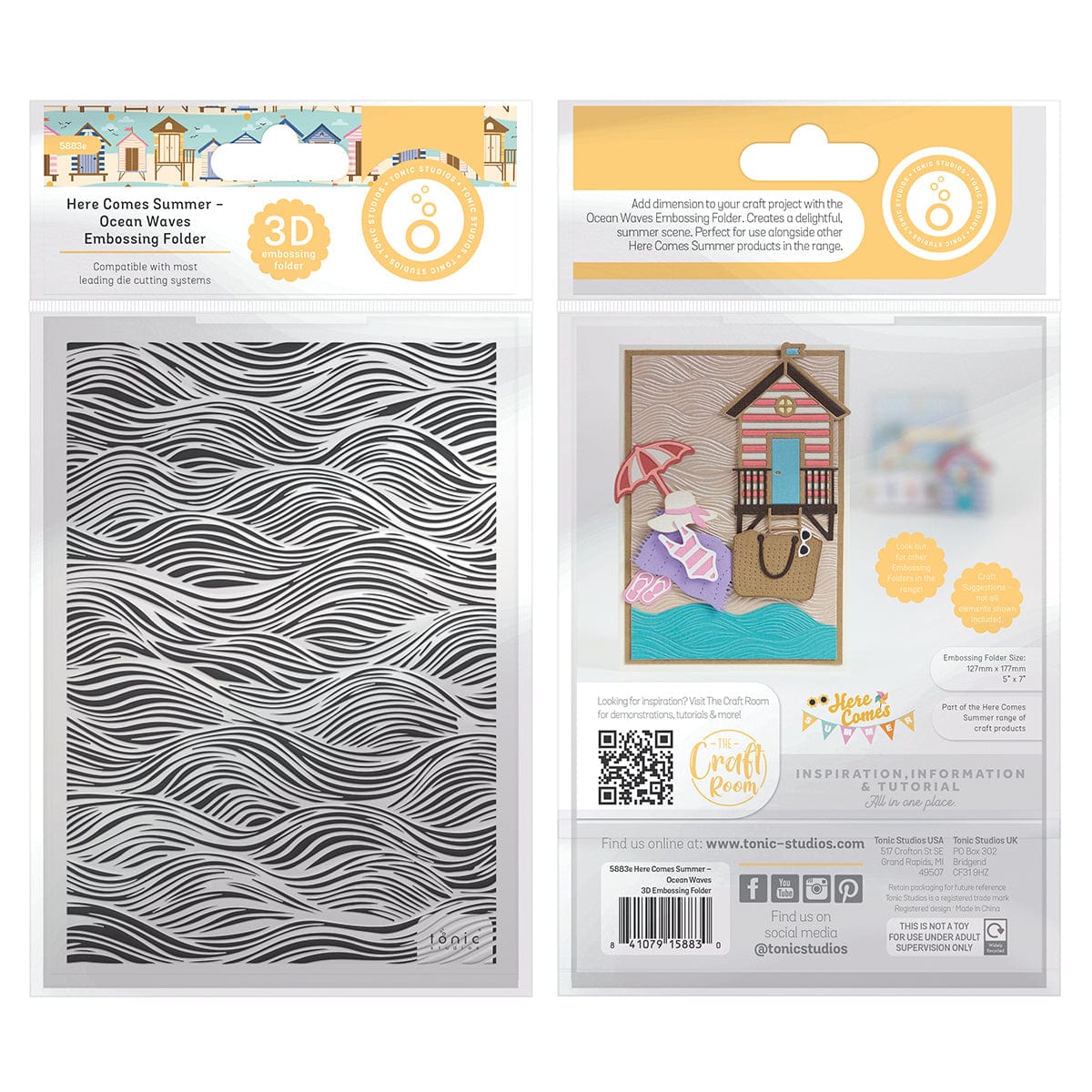 Tonic Studios Embossing Folder Here Comes Summer - Ocean Waves 3D Embossing Folder - 5883e