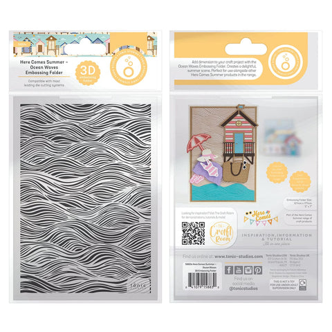 Tonic Studios Embossing Folder Here Comes Summer - Ocean Waves 3D Embossing Folder - 5883e