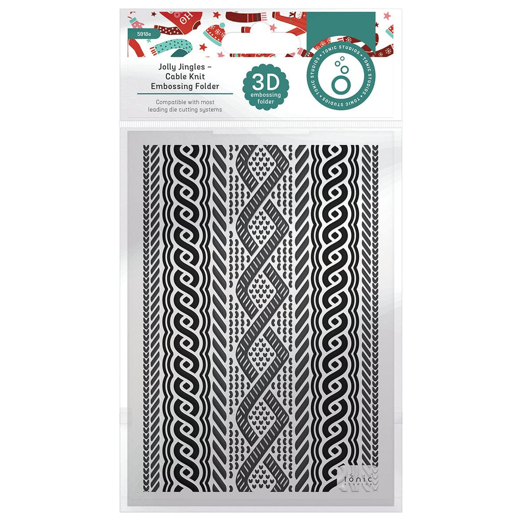 Tonic Studios Embossing Folder Jolly Jingles Cable Knit 3D Embossing Folder - 5918e