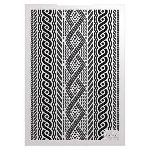 Tonic Studios Embossing Folder Jolly Jingles Cable Knit 3D Embossing Folder - 5918e
