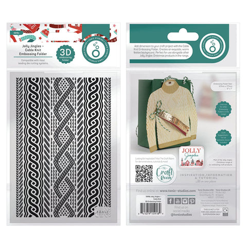Tonic Studios Embossing Folder Jolly Jingles Cable Knit 3D Embossing Folder - 5918e