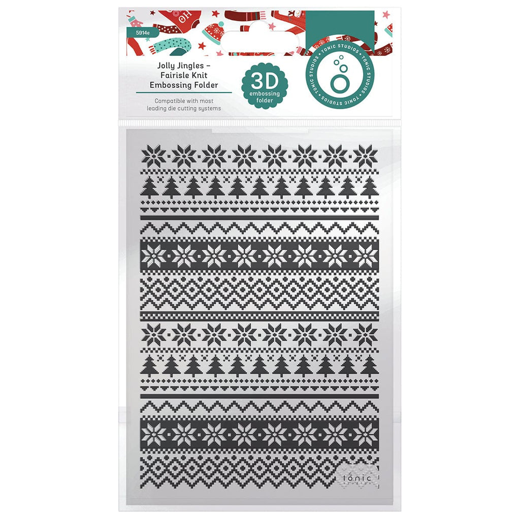 Tonic Studios Embossing Folder Jolly Jingles Fairisle Knit 3D Embossing Folder - 5914e