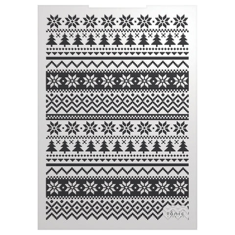 Tonic Studios Embossing Folder Jolly Jingles Fairisle Knit 3D Embossing Folder - 5914e