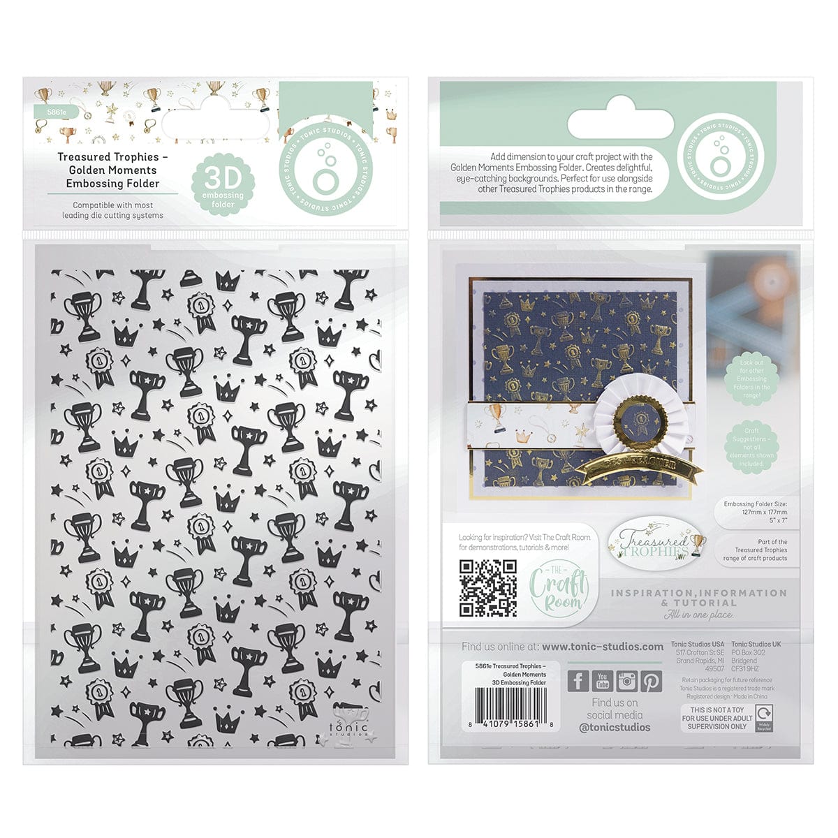 Tonic Studios Embossing Folder Treasured Trophies - Golden Moments 3D Embossing Folder - 5861e