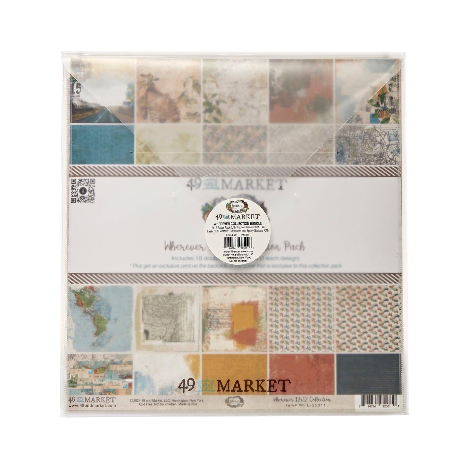 Tonic Studios Printed Papers 49 And Market - Wherever Collection Bundle With Custom Chipboard