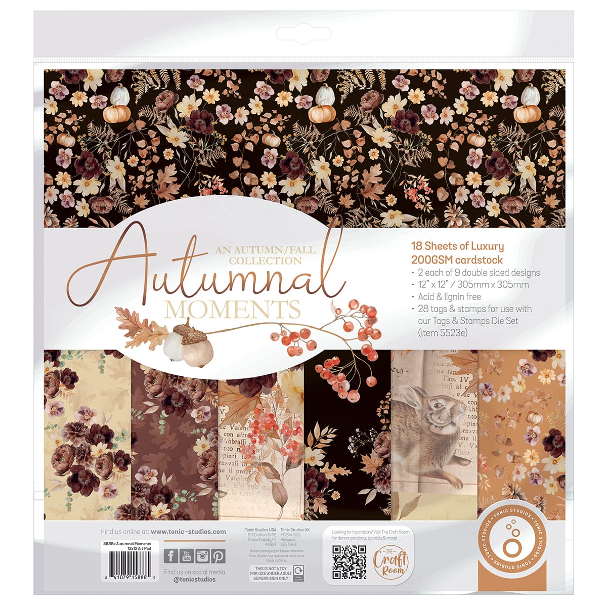 Tonic Studios Printed Papers Autumnal Moments 12" x 12" Patterned Paper Pad - 5888e