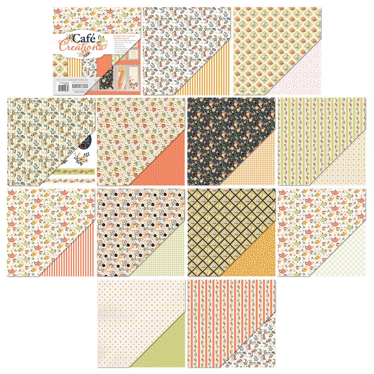 Tonic Studios Printed Papers Café Creations 8" x 8" Patterned Paper Pad - 5639E