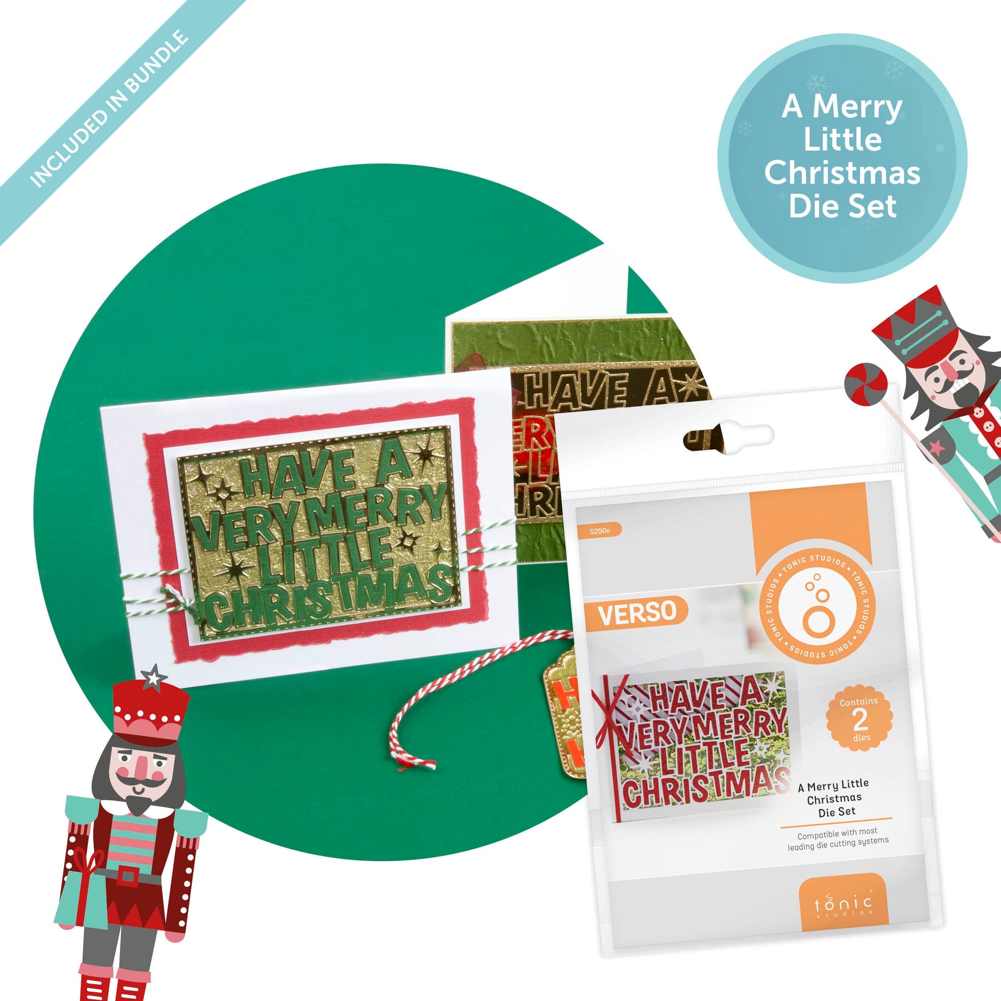 Tonic Studios Printed Papers Festive Seasons 8″×8″ Craft Bundle – Winter’s Veil + Harvest Cascade + Jolly Jingles + Die Sets + Tacky Glue