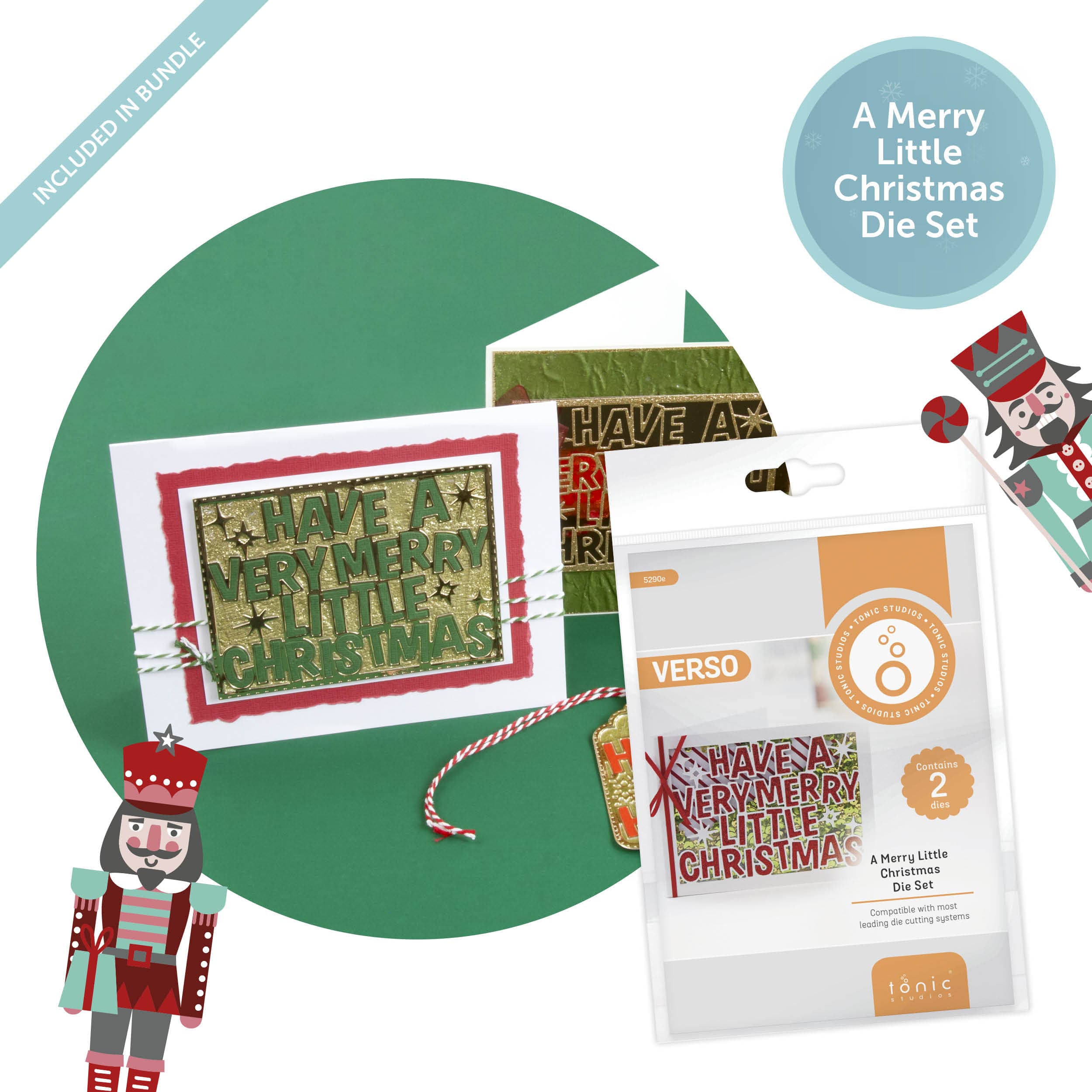 Tonic Studios Printed Papers Festive Seasons 8″×8″ Craft Bundle – Winter’s Veil + Harvest Cascade + Jolly Jingles + Die Sets + Tacky Glue