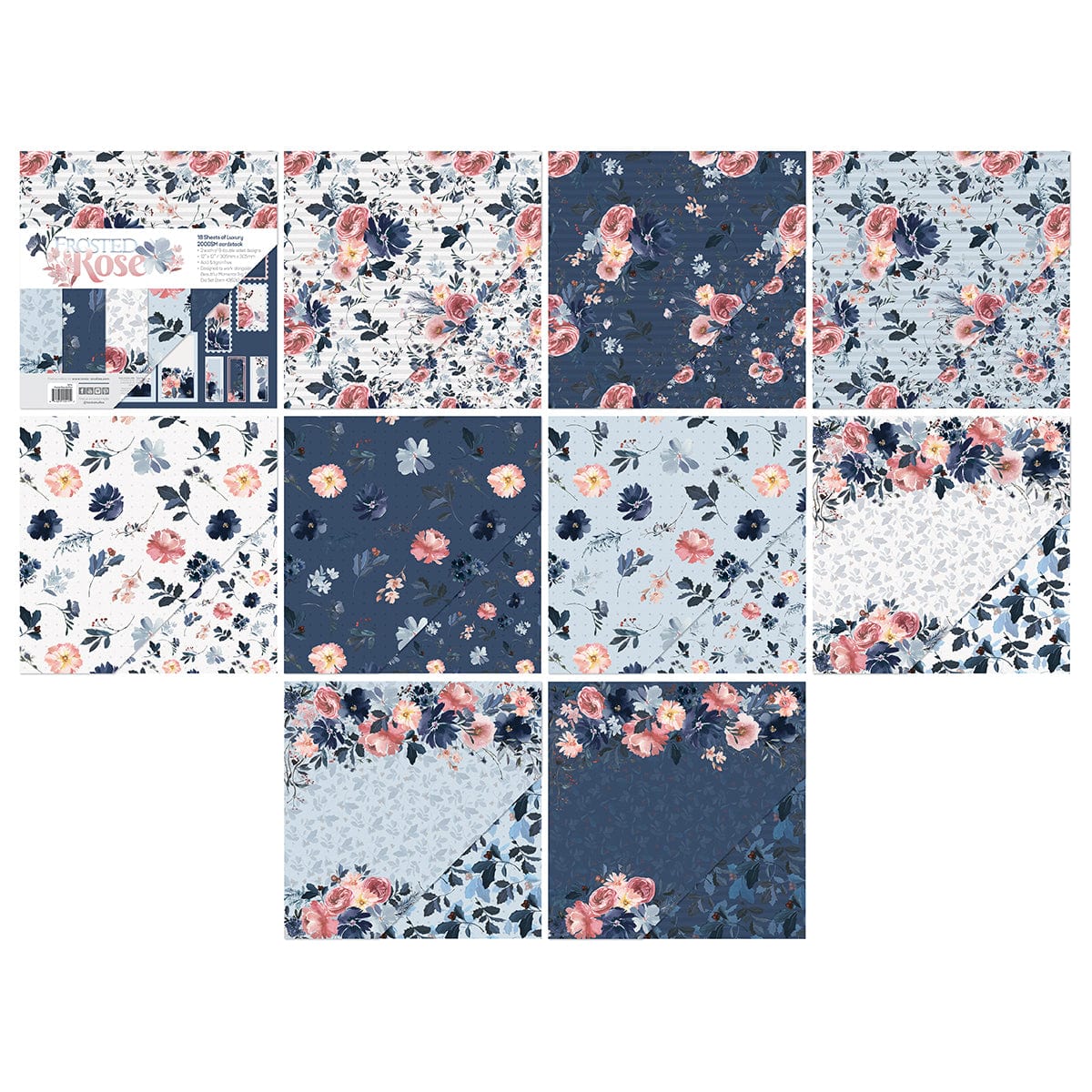 Tonic Studios Printed Papers Frosted Rose 12" x 12" Patterned Paper Pad - 5511e