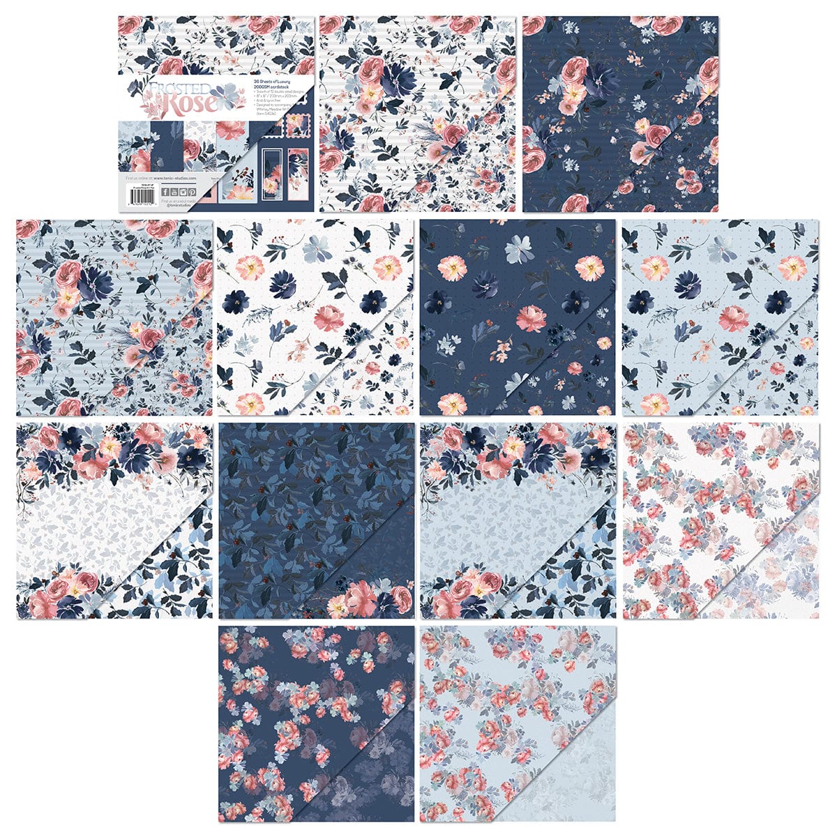 Tonic Studios Printed Papers Frosted Rose 8"x 8" Patterned Paper - 5512e