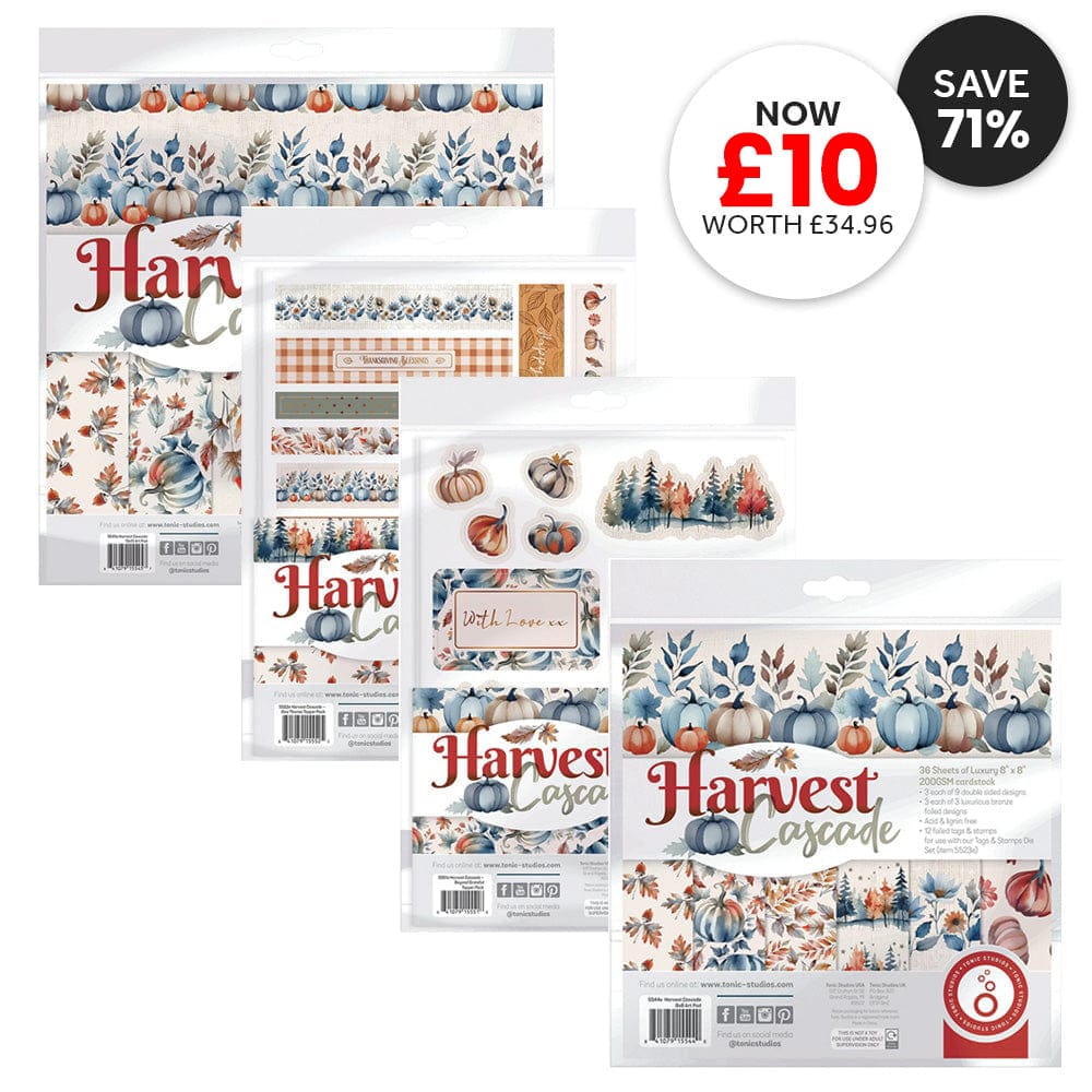 Tonic Studios Printed Papers Harvest Cascade Patterned Paper Pad & Foiled Toppers Collection - DB154