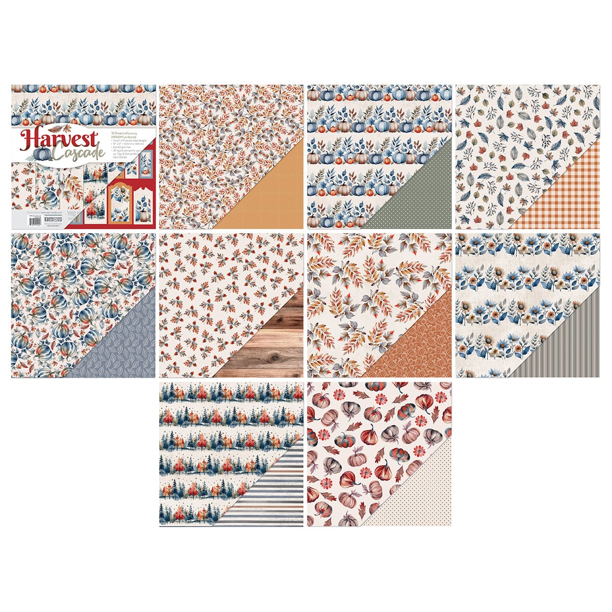 Tonic Studios Printed Papers Harvest Cascade Patterned Paper Pad & Foiled Toppers Collection - DB154