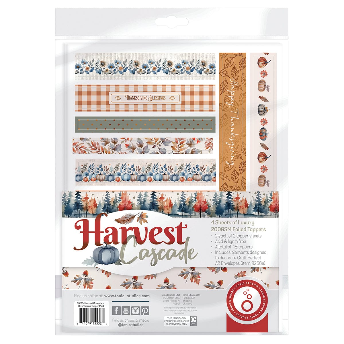 Tonic Studios Printed Papers Harvest Cascade Patterned Paper Pad & Foiled Toppers Collection - DB154