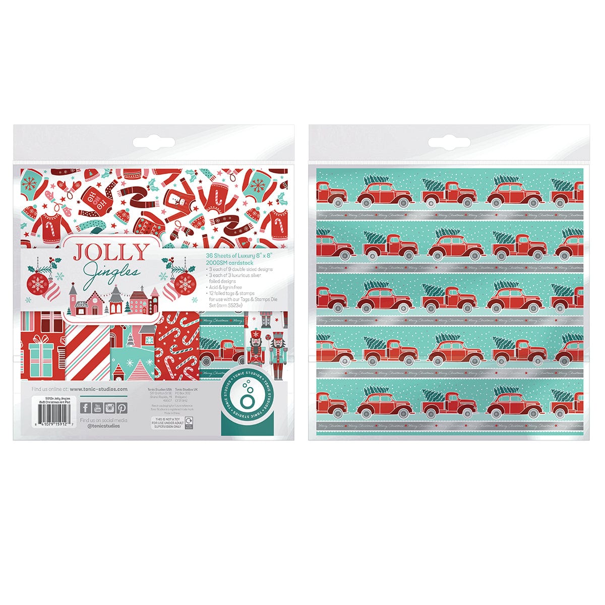 Tonic Studios Printed Papers Jolly Jingles 8" x 8" Patterned Paper Pad - 5912e