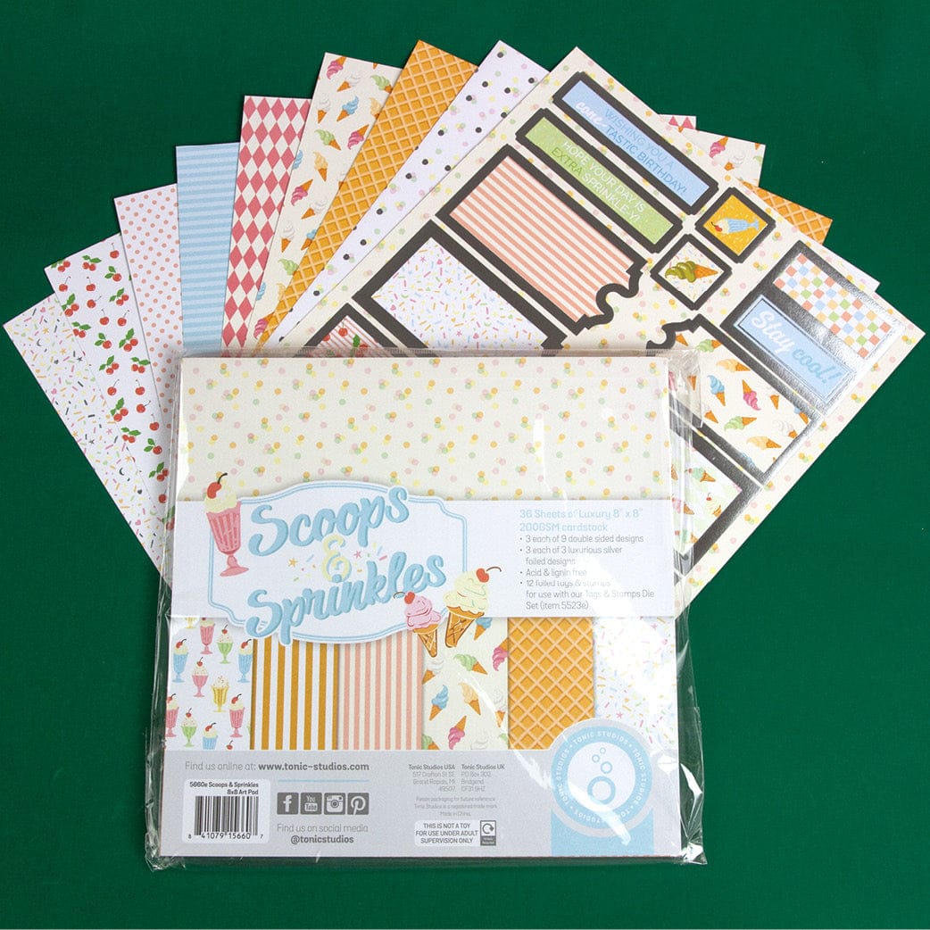Tonic Studios Printed Papers Scoops & Sprinkles 8" x 8" Patterned Paper Pad - 5660E