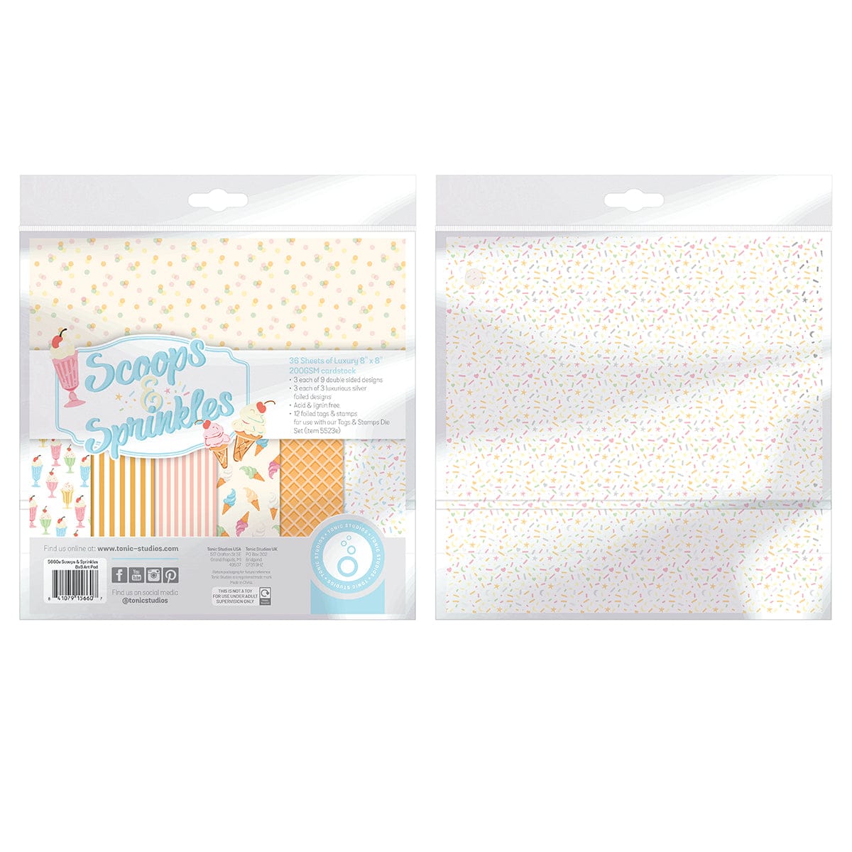Tonic Studios Printed Papers Scoops & Sprinkles 8" x 8" Patterned Paper Pad - 5660E