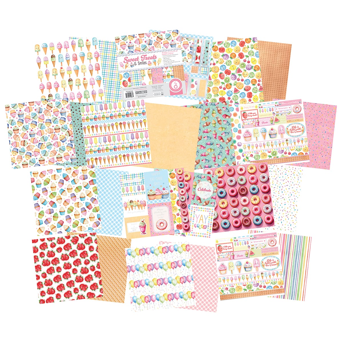 Tonic Studios Printed Papers Sweet Treats and Smiles 8" x 8" Patterned Paper Pad - 5987E