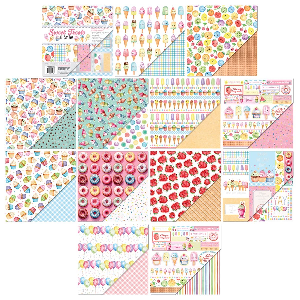 Tonic Studios Printed Papers Sweet Treats and Smiles 8" x 8" Patterned Paper Pad - 5987E