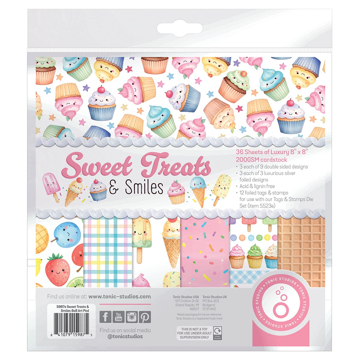 Tonic Studios Printed Papers Sweet Treats and Smiles 8" x 8" Patterned Paper Pad - 5987E