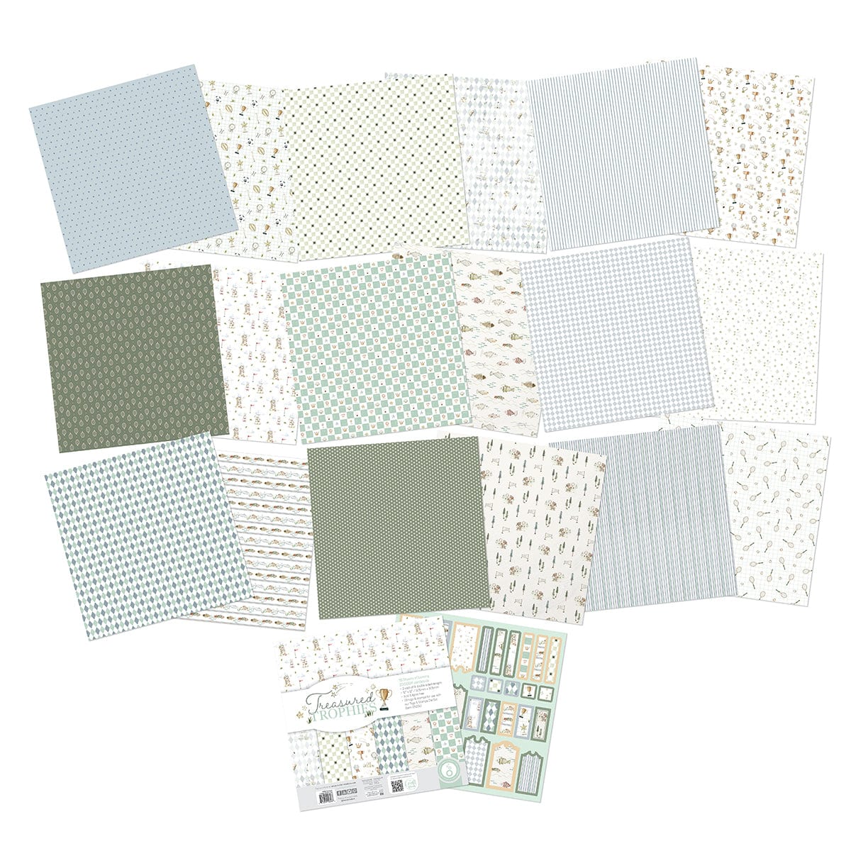Tonic Studios Printed Papers Treasured Trophies 12" x 12" Patterned Paper Pad - 5858e
