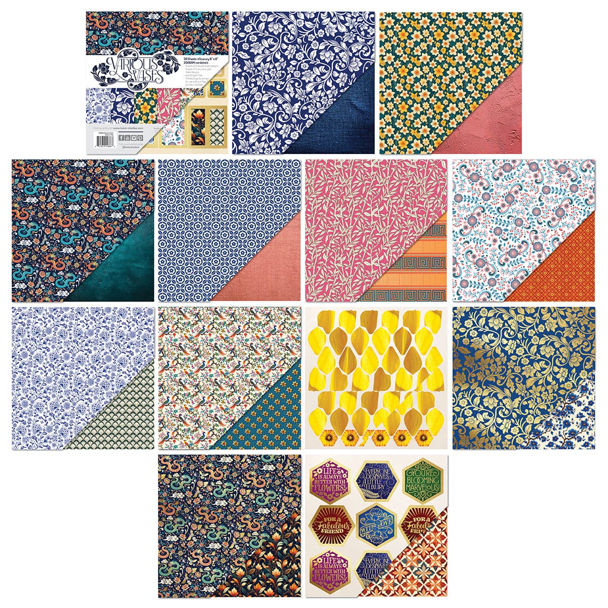 Tonic Studios Printed Papers Various Vases 8" x 8" Patterned Paper Pad - 5866E