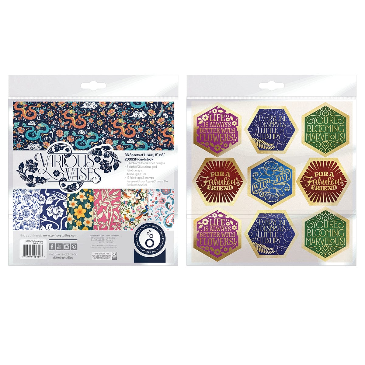 Tonic Studios Printed Papers Various Vases 8" x 8" Patterned Paper Pad - 5866E