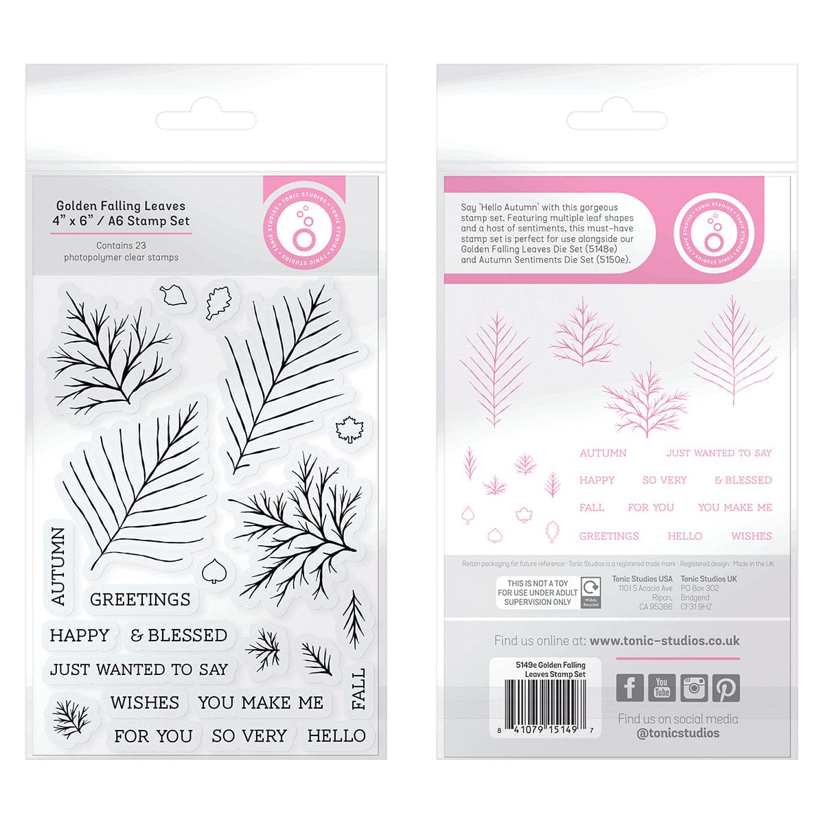 Tonic Studios Shaker Creator Golden Falling Leaves Stamp Set - 5149e