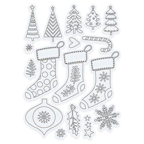 Tonic Studios Stamps A Candy Cane Christmas 3 Stockings Stamp Set - 5541e