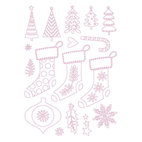Tonic Studios Stamps A Candy Cane Christmas 3 Stockings Stamp Set - 5541e