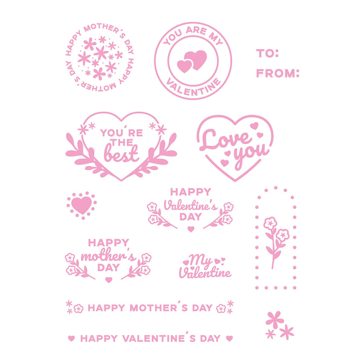 Tonic Studios Stamps Tonic Studios Mother's Day & Valentine Day Tag Stamp Set - 5460e