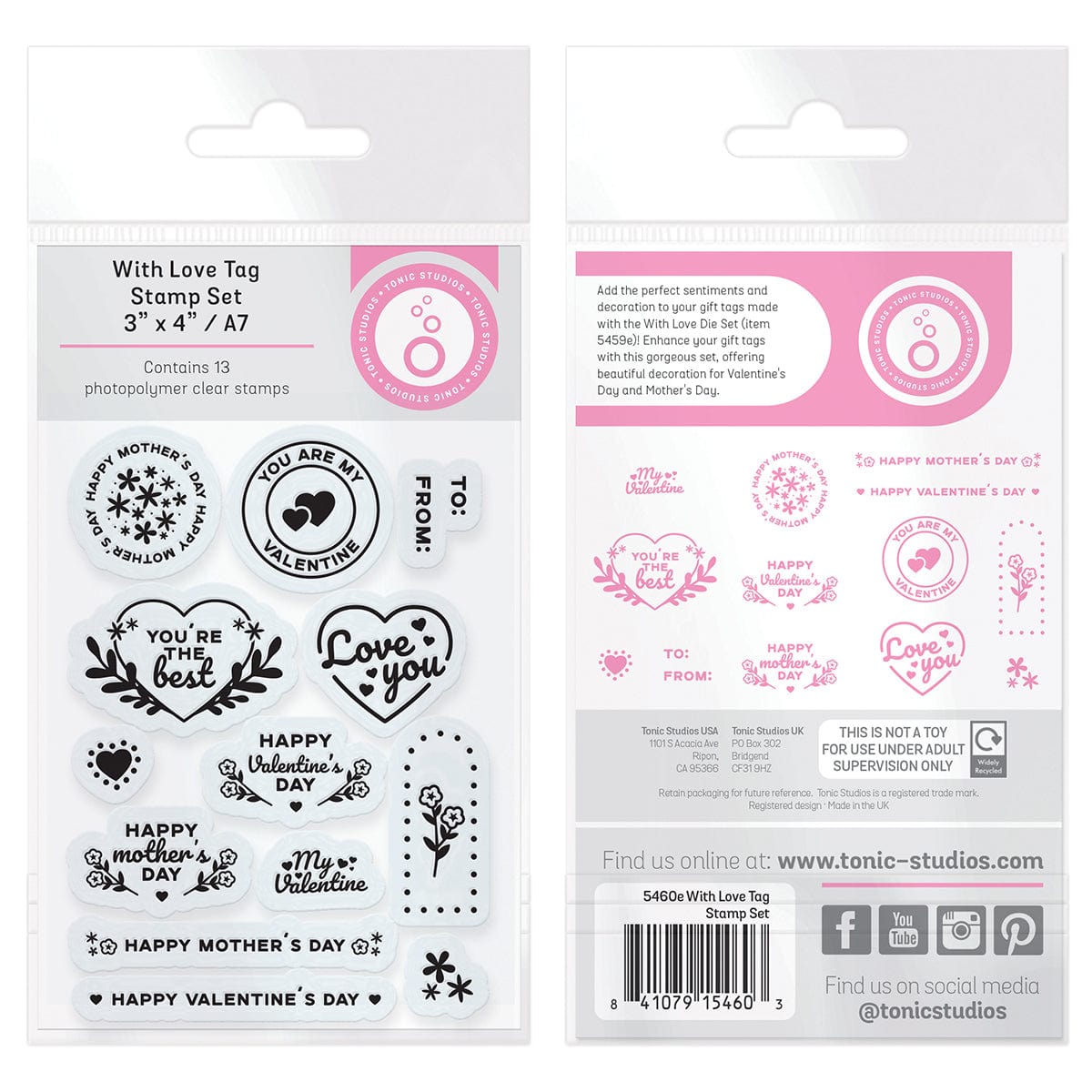 Tonic Studios Stamps Tonic Studios Mother's Day & Valentine Day Tag Stamp Set - 5460e